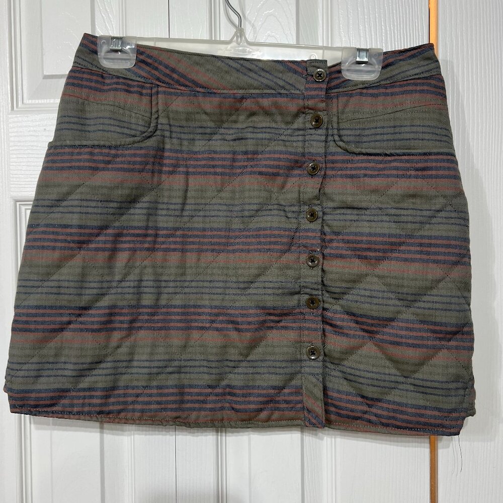 Horny Toad Quilted Puffy Mini Skirt 6 Asymmetrical Button Winter Active NWT
